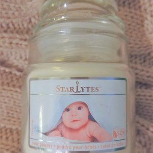 NEW! StarLytes Newborn BABY POWDER Natural Shower gift Nursery Jar one wick 3 oz